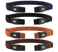 salefun 4 Pièces Ceintures Femme Homme Ceinture élastique boucle invisible pour jeans pantalon robe Réglable dégagement rapide Sans renflement Bleu Marron Marron foncé Noir