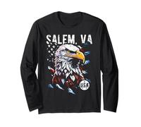 Salem VA Drapeau USA Aigle Patriotique Style Vintage Manche Longue