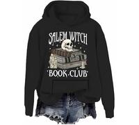 Salem Witch Book Club Sweatshirt Halloween Funny Reading Shirts Witch Bookish Hoodie Spooky Season Top, Black-h, 3XL
