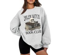 Salem Witch Book Club Sweatshirt Halloween Funny Reading Shirts Witch Bookish Hoodie Spooky Season Top, gris, 3XL
