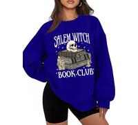 Salem Witch Book Club Sweatshirt Halloween Funny Reading Shirts Witch Bookish Hoodie Spooky Season Top, Klein Blue, 3XL