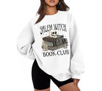 Salem Witch Book Club Sweatshirt Halloween Funny Reading Shirts Witch Bookish Hoodie Spooky Season Top, blanc, 3XL