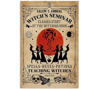 Salem's Annual Witch's Seminar Vintage Gothic Girl Magic Witch Decor Wall Decor Poster Halloween Witchcraft Girl Retro Vintage Metal Sign 30,5 x 40,6 cm