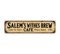 Salem's Witches Brew Cafe Panneau en métal vintage pour maison, bar, jardin, décoration murale 10,2 x 40,6 cm