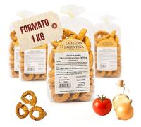 Salento Tarallucci Salentini avec Oignon, Tomate et Olives 1 kg, Cuit Artisan - Taralli Salento Croustillant Traditionnel des Pouilles - Snack Tarallini Salé Typique des Pouilles (4x250g, Salento)
