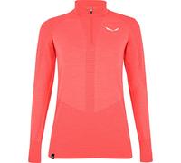Salewa Zebru Med Warm AMR W 1/2z Tee. Couche de Base supérieure, Corail Fluo, L Femme