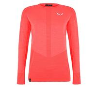 Salewa Zebru Med Warm AMR W L/S Tee. Couche de Base supérieure, Corail Fluo, L Femme