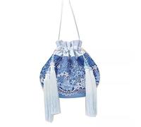 SALFEE Sac à bandoulière Hanfu de 20 cm avec broderie ancienne chinoise, bleu, Large