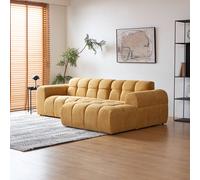 Salford canapé d'angle 3-4 places nuage en velours moutarde