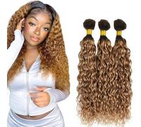 Salharer Extensions de cheveux humains 1B/27 - Racine noire - Couleur blond - 3 trames - Total de 300 g - Non traités - Sans colle - Double trame - 45,7 cm, 50,8 cm, 55,9 cm