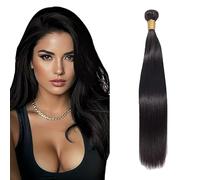 Salharer Tissage Naturel Cheveux Humain Bone Straight Human Hair Bundles Double Weft Single Extensions #1B Natural Black Couleur Tissage en lot Cheveux Naturel for Woman 28 Pouce