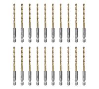 SALI Ensemble de 20 forets HSS à tige hexagonale à changement rapide Ø 3,5 mm Revêtu de titane Ensemble de forets à changement rapide Embout 1/4" à tige hexagonale Foret hélicoïdal en métal pour bois