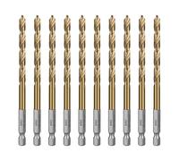 SALI Jeu de 10 forets HSS à queue six pans Couronnes de perçage rapide Ø 6 mm Jeu de forets revêtus de titane à changement rapide Emmanchement hexagonal 1/4" Forets hélicoïdaux Forets à métaux pour