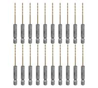 SALI Jeu de 20 forets HSS à queue six pans Couronnes de perçage rapide Ø 1,5 mm Jeu de forets revêtus de titane à changement rapide Emmanchement hexagonal 1/4" Forets hélicoïdaux Forets à métaux pour