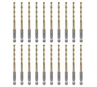 SALI Jeu de 20 forets HSS à queue six pans Couronnes de perçage rapide Ø 4,5 mm Jeu de forets revêtus de titane à changement rapide Emmanchement hexagonal 1/4" Forets hélicoïdaux Forets à métaux pour