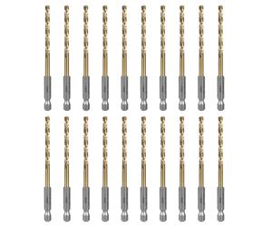 SALI Jeu de 20 forets HSS à queue six pans Couronnes de perçage rapide Ø 4,5 mm Jeu de forets revêtus de titane à changement rapide Emmanchement hexagonal 1/4" Forets hélicoïdaux Forets à métaux pour