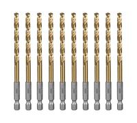 SALI Juego de 10 brocas HSS con mango hexagonal Ø 5,5 mm Brocas de cambio rápido Juego de brocas de cambio rápido recubiertas de titanio 1/4" mango hexagonal Brocas espirales Brocas metálicas para