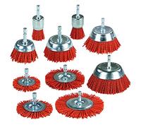 SALI Lot de 10 brosses métalliques abrasives à filament en nylon avec tige hexagonale de 6,35 mm, 4 tailles de brosses en nylon pour enlever la rouille et la corrosion de la peinture