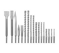 SALI Lot de 17 forets et burins SDS Plus, forets pour perceuse pour béton armé, pierre naturelle, maçonnerie de briques