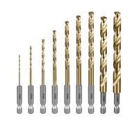 SALI Lot de 9 forets en cobalt à tige hexagonale de 1.5mm à 10mm, pour bois dur, aluminium, métal, cuivre, acier allié