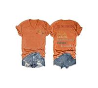 SALIEDS Lettres imprimées Graphic Tee Tops Offical O Cold Tee Tops (Orange L)