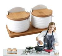 Salière avec coperchio - Lot de 2 récipients en céramique avec coperchio, Scatola Per Condimenti, Barattolo Per Condimenti Da Cucina