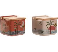 Salière avec couvercle Home ESPRIT Beige Rose Terracotta Violet Bambou 750 ml 14 x 12,5 x 12 cm (2 pièces)