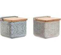 Salière avec couvercle Home ESPRIT Bleu Beige Rose Violet Bambou 750 ml 14 x 12,5 x 12 cm (2 pièces)