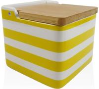 Salière avec couvercle Versa Jaune en céramique Bambou Dolomite rayures 12,2 x 11,5 x 12,2 cm