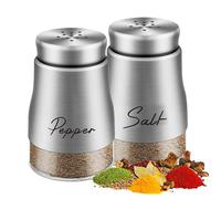 Salière et poivrière - 120 ml - Fond en verre - Salière avec couvercle en acier inoxydable - Accessoire de cuisine pour la maison, la cuisine, le restaurant, la table à manger - Argenté