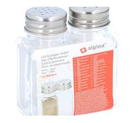 Salière et poivrière - ALPINA - 2 pcs - Verre - Dimensions 4x4x9 2 cm - Pour adultes