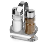 Salière et poivrière avec support, 3 pièces.