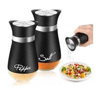 Saliere et poivriere de table set, 2 PCS salières et poivrières à fond en verre - Noir 120 ML Salieres et Poivrieres - Pour Cuisine, Barbecue en Plein Air, Barbecue, Camping-car