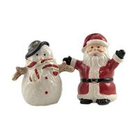 Salière et poivrière en céramique - Père Noël et bonhomme de neige - 10465