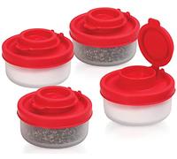 Salière et Poivrière en Plastique Transparent Sans BPA, Kit Voyage, Pour Sel, Poivre, Épices, Idéal pour Camping, Randonnées, Cuisine Extérieure, Bivouac, Bushcraft (40ml, set de 4)