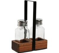Salière et poivrière Home ESPRIT Noir Cristal Bois d'acacia 12 x 6 x 17,5 cm
