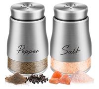 Salière et Poivrière Set Acier Inoxydable - 5 Onces Poivriere Petit, Saliere en Verre, Pots à épices, pour La Maison ou La Cuisine, Épices, Restaurant - Argent