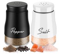 Salière et Poivrière Set Acier Inoxydable - 5 Onces Poivriere Petit, Saliere en Verre, Pots à épices, pour La Maison ou La Cuisine, Épices, Restaurant - Noir&Blanc