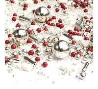 Salière Sissi blanc argent rouge 90 g Sucre cœur Saint-Valentin effrayant sucre pour décoration de biscuits, gâteaux, muffins, cupcakes, Nouvel An