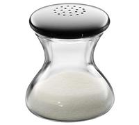 Salière WMF Wagenfeld 4,5 cm, Max et Moritz, verre, acier inoxydable Cromargan mat, va au lave-vaisselle
