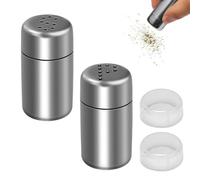 Salieres Et Poivrieres en Acier Inoxydable, 2PCS Mini Saliere et Poivriere de Table avec Couvercle 5ml Sel et Poivre Bouteilles D'épices pour Maison Cuisine Restaurant Table à Manger BBQ Camping (P+S)