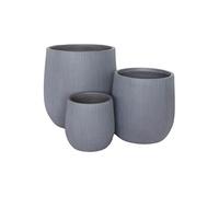 SALINDRO - Lot de 3 cache-pots en fibre d'argile déco strillée gris - HOUSE_NORDIC