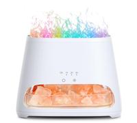 SALKING 2 en 1 Diffuseur d'huiles Essentielles & Lampe en Cristal de Sel Himalaya, 7 Couleurs Diffuseur d'aromathérapie avec Lumière Effet Flamme, arrêt Automatique, sans BPA, 150 ML