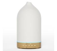 SALKING Diffuseur D'huiles Essentielles à Bruit Blanc, Diffuseur Aromathérapie Ultrasonique en Céramique avec 7 Couleurs LED, Arrêt Automatique, Humidificateur d'air pour Chambre, Spa, 200ml