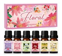 SALKING Fleur Huiles Essentielles, 6x10ml Huile Essentielle Bio pour Diffuseurs, Humidificateurs, Massage, Lavande, Fleur de cerisier, Gardénia, Rose, Ylang-ylang et Camomille