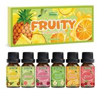 SALKING Fruit Huiles Essentielles, 6x10mL 100% Huile Essentielle Bio pour Diffuseurs, Humidificateurs, Ananas, Goyave, Framboise, Pomme Verte, Orange Douce, Cerise