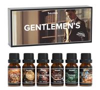 SALKING Les hommes Huiles Essentielles, 6x10mL 100% Huile Essentielle Bio pour Diffuseurs, Humidificateurs, Massage, Bois de Teck, Café, Santal, Cèdre, Vanille, Rhum