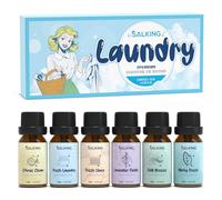 SALKING Lessive Huiles Essentielles, 6x10ml Huile Essentielle pour Diffuseurs, Humidificateurs, Massage, Agrumes propres, Blanchisserie fraîche, Linge frais, Champs de lavande, Brise, Menthe fraîche