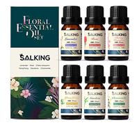 SALKING Lot d'huiles essentielles d'aromathérapie - 100% Huiles parfumées pour diffuseur - Humidificateur - Massage - 6 x 10 ml (lavande, rose, fleur de cerisier, ylang-ylang, gardénia