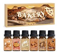 SALKING Pâtisserie Huiles Essentielles pour Diffuseurs 6x10ml, Biscuits aux pépites de chocolat, tarte aux pommes, brioches à la cannelle, gâteau à la vanille, Snickerdoodle, biscuit au sucre